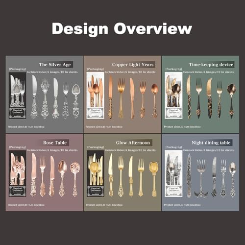 60 Pcs Vintage Cutlery Stickers for Scrapbooking and Journaling - Image 4
