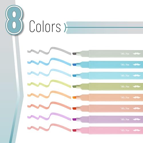 Mr. Pen- Aesthetic Highlighters No Bleed, 8 Pack, Assorted Colors | Chisel Tip, Cute Highlighters Assorted Colors for Journaling, Highlighting, Underlining, Fast Dry, Back to School Supplies - Image 2