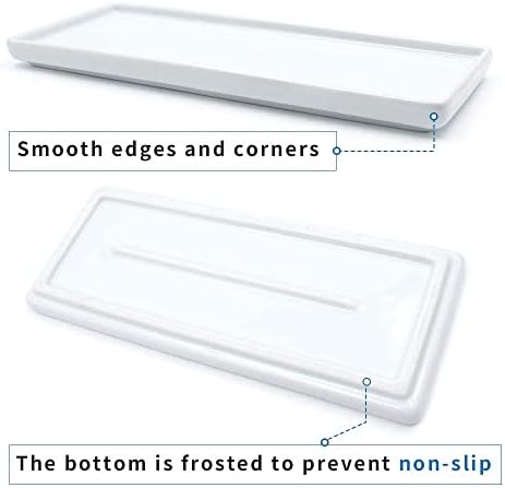 Ceramic Candle Tray - Small Rectangle, White Marble Organizer for Candle, Soap, Jewelry, Perfume, Towel Holder - Decorative Bathroom, Kitchen Sink, Counter, Restroom - Image 7