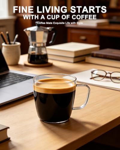 LUXU Glass Coffee Mugs, 24 oz Ice coffee cups,Large Beer Mugs Set of 2 - Image 2