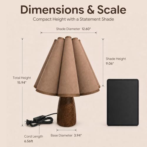BySea Mocha Wabi Sabi Table Lamp, Bedside Lamp with Layered Shade - Image 3