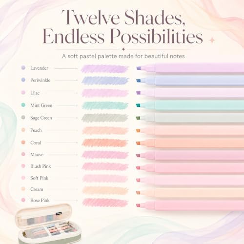 27 Pcs Aesthetic School Supplies Include 12 Pcs Aesthetic Highlighters Bible 1 Ppcs Big apacity Pen Case Bag 5 Pcs Retractable Quick Dry Gel Ink Pens 9 Pads Clear Sticky Tabs for School Office Home - Image 4
