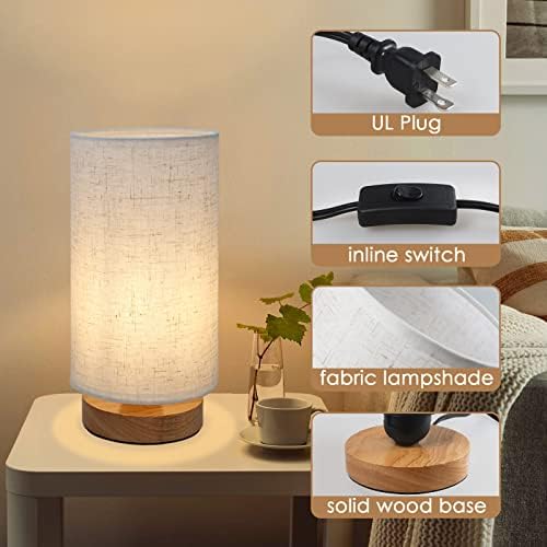 Minimalist Bedside Table Lamps for Bedrooms Set of 2, 3 Color Temperature Bedside Lamps with Round Fabric Linen Shade,Small Desk Lamp Night Nightstand Lamp Set for Living Room, Reading ,Office - Image 6