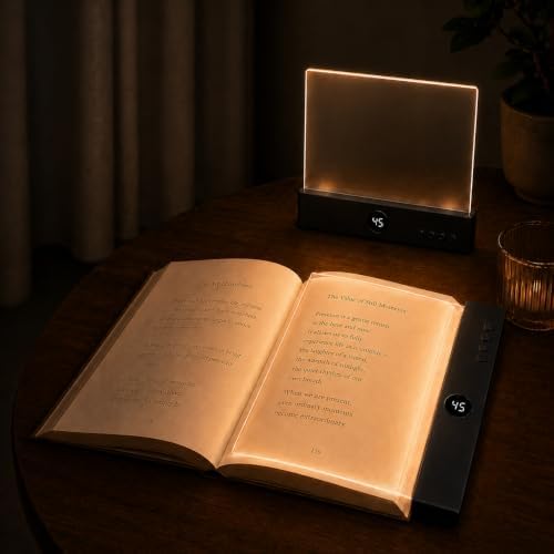Book Light, Rechargeable Clear LED Flat Book Lights for Reading in Bed at Night with 3 Colors & Timer, Portable Bookmark Light, Bookish Gifts for Women Readers Kids Book Lovers(1, Black) by Unknown