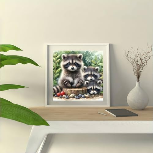 5D Animals Diamond Painting Kits for Adults,Raccoon Family Diamond Art Kits - Image 5