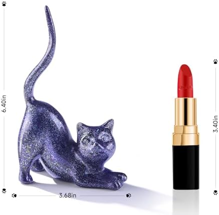 PUDDING CABIN Cat Lover Gifts for Women - Purple Cat Ring Holder Ring Stand Organizer - Purple Preppy Room Decor Aesthetic -Mothers Day Birthday Gifts for Women Mom Girls - Image 4