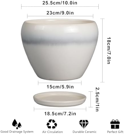 Ceramicfor 10 Inch Ceramic Planter Pot, Cream White - Image 3