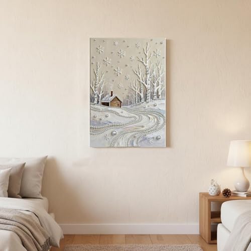 DIY Pearl Painting with Frame, Creative Design, Handmade Stress-Relieving Home Wall Decoration, Includes Frame and Tools-Snow Scene-1 - Image 3