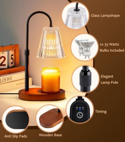 Candle Warmer Lamp with Timer - Electric Candles Wax Warmers Glass Lamps - Image 4