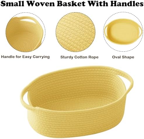 Woven Rope Basket - Baby Gift Basket with Bag & Ribbon, Yellow - Image 3