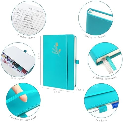Y&I Bullet Dotted Journal Kit, A5 Hardcover Dotted Journal Notebook with 184 Numbered Pages, 120GSM Thick Paper, Stencils Stickers Pens Washi Tapes, Dotted Journaling Kit for Beginners (Teal) - Image 2