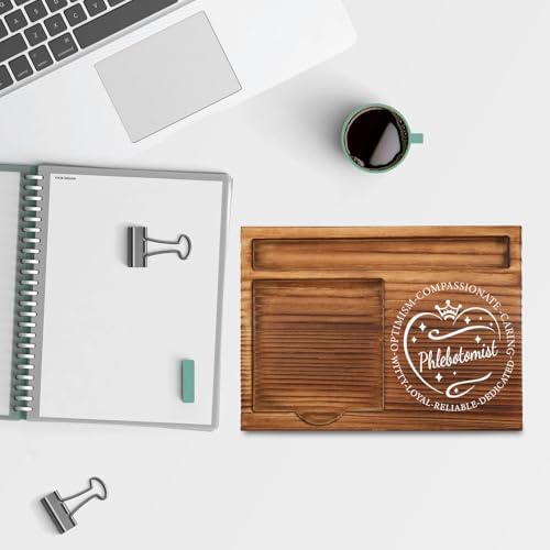THRXOBN Desk Organizer for Phlebotomists & Healthcare Professionals - Natural Wood with Slots for Notes, Pens, and Small Office Supplies – Practical & Stylish Workspace Solution,WSH35 - Image 4