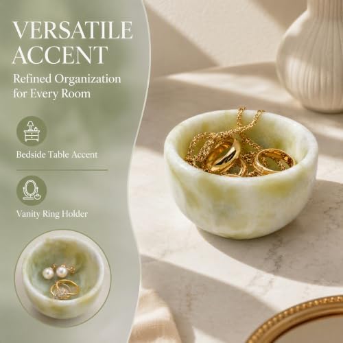 Ring Dish 2 PCS Lantian Jade Stone Bowl Trinket Bowl Jewelry Holder - Image 4