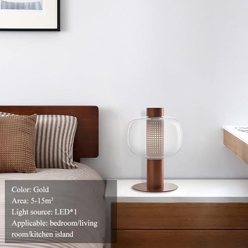 Modern Amber Glass Table Lamp Glass Shade Gold Base Desk Lamp Minimalist Design Living Room Bedroom Office Coffee Shop Dimmable LED Light Decor Ambient Lighting - Image 4
