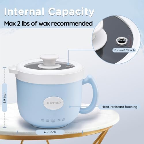 OFFNOVA 1.2L Electric Wax Melter - 4 Temp Control Non-Stick Wax Melting Pot with Drip-Free Pour Spout, Easy Clean for DIY Soy Beeswax Candle, Perfect Craft Gift for Hobbyists, Blue - Image 5