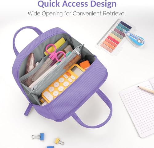 Sooez Large Pencil Case Pouch, Extra Big Pencil Bag with 5 Compartments - Image 5