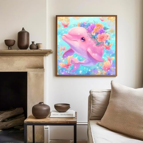 Mandun Dolphin Paint by Numbers Kit for Kids, 8x8 inch - Image 2