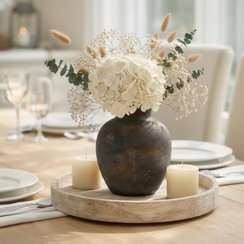 SIDUCAL Ceramic Decorative Flower Vase | 6 Inch Pottery Rustic Farmhouse | Boho | Terracotta Vase for Home Decor, Table, Living Room, Bathroom, Shelf, Mantel Decoration, Bronze - Image 5
