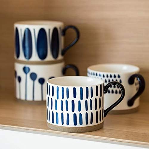 Koja Colorful Hand Painted Ceramic Mugs, 16 oz, Set of 4, Dishwasher Safe - Image 3