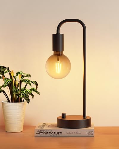 ONEWISH Industrial Table Lamp for Bedroom, Fully Dimmable Modern Bedside Lamps with 2700K Warm Light Bulb for Kids Reading, Minimalist Nightstand Lamps for Living Room, Office (Bulb Included) by onewish