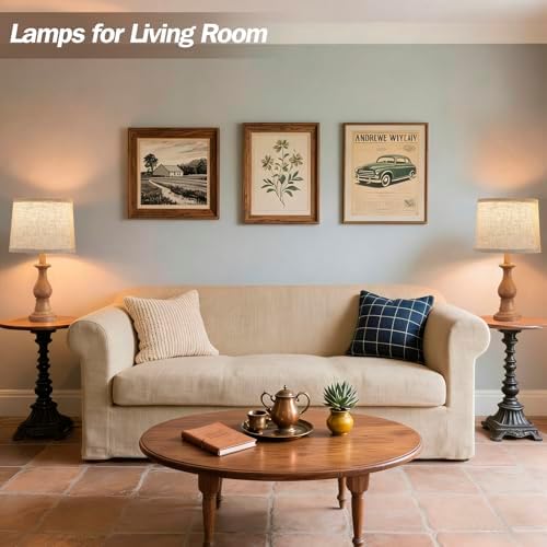 Table Lamps Set of 2, 18.5" Vintage Bedside Lamps for Bedroom Living Room - Image 7