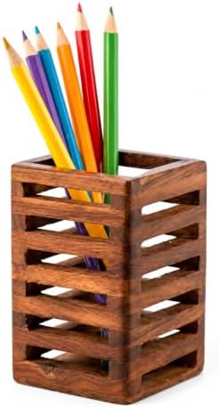 Handmade Wooden Pen Stand Desk Pen Holder Solid Wood Desk Pen Organizer, Wooden Pencil Holder, Fountain Pen Holder, 4x3x3 Inches by IBLAY