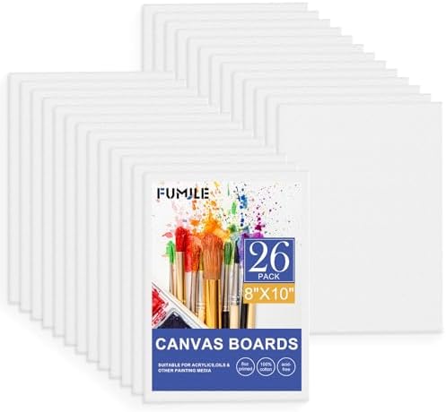 FUMILE Canvas Boards for Painting 8x10, 26 Pack Canvases Primed Acid Free Blank Canvas Panels for Classroom and Parties by FUMILE