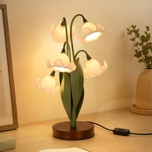 Flower Table Lamp for Bedroom, LED Cute Reading Light by NewAoNaSenLighting