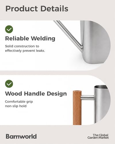 Bamworld Watering Can Indoor Plants 17oz 500ml Metal Silver - Image 6