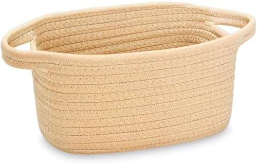 ABenkle Small Storage Basket, Mini Basket, Cute Tiny Cotton Rope Woven Basket, Shelf Basket, Boho Decorative Toy Storage Bin Gift Basket by ABenkle