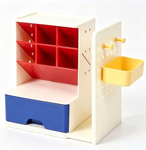 Desk Organizer with Drawer, Pen Holder with Slanted Pen Grooves Color by Hiwhy