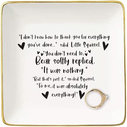 Friendship Gift for Best Friends,Bestie,Bff,Friendship Help Each Other and Thank You Keepsake-Little Squirrel Bear Saying-I Don't Know How to Thank You-Ceramic Jewelry Tray Trinket Holder Ring Dish by NZY