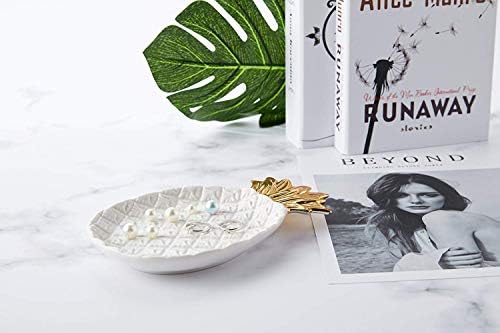 Lependor Ceramic Plate Jewelry Tray Jewelry Holder Jewelry Display - Ring Dish - Organizer for Keys - Phone - Jewelry - Watch - Wallet -Trinket - Best Wedding/Birthday - Big Size White Pineapple - Image 4