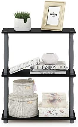 Furinno Turn-N-Tube 3-Tier Compact Multipurpose Shelf Display Rack with Classic Tube, Black/Grey - Image 4