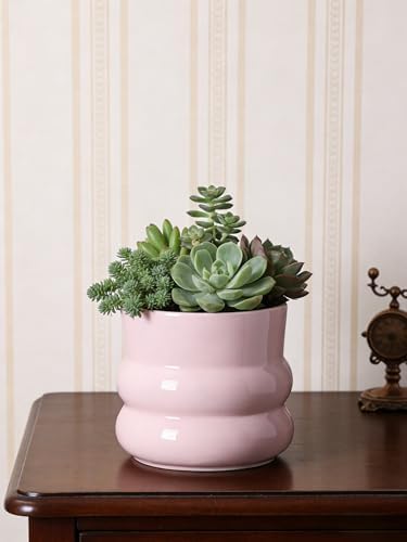 Ceramic Plant Pot,6 Inch Planters for Indoor Plants,Ceramic Planter Flower Pots with Drainage Hole,Home Office Garden Décor,(Pink,Inner-pots not Larger Than 5 Inch) - Image 4