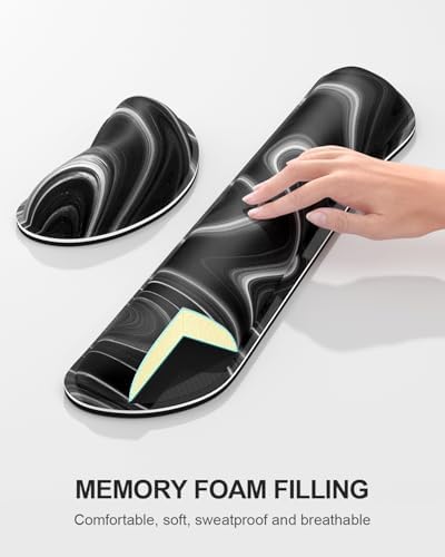 Auhoahsil Large Mouse Pad with Wrist Rests for Keyboard & Mouse, Thick Soft Ergonomic Memory Foam Wrist Supports, Big & Long Desk Mat 35.5 x 15.7 in, for Office Gaming Computer, Abstract Contour - Image 5
