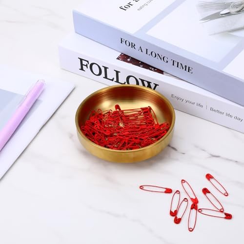 Paper Clip Holder Stainless Steel Paper Clip Holder Organizer for Desk Round Paperclip Pen Holders Cute Elegant Desk Organizer Accessories Supplies Gold Office Decor - Image 4