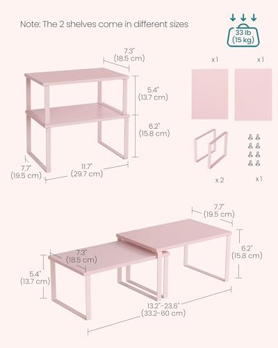 SONGMICS Cabinet Organizer Shelf, Set of 2 Spice Rack, Kitchen Storage - Image 6