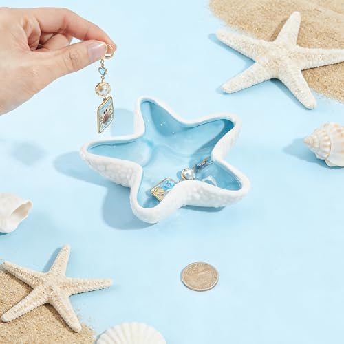 1PCS Ceramic Jewelry Dish Starfish Jewelry Dish Ceramic Holder Ring Trinket Tray Ocean Themed Decorative Trinket Plate for Rings Earrings Necklaces Bracelet Watch Keys Candle Holders - Image 5