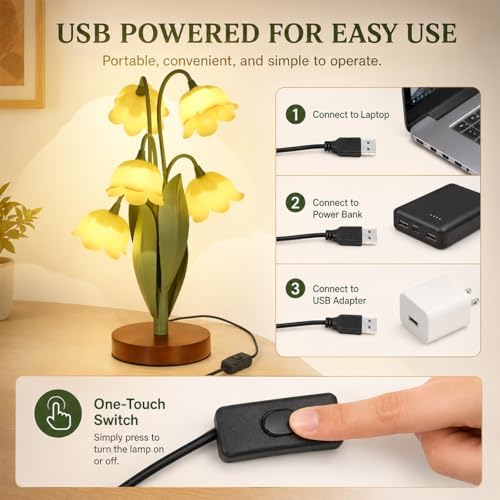 Flower Table Lamp for Bedroom, LED Cute Reading Light - Image 3
