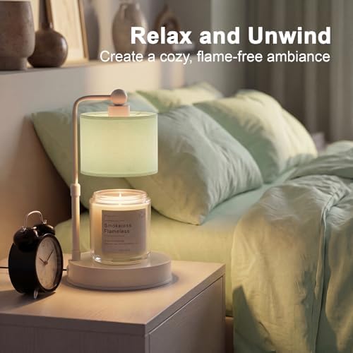 Candle Warmer Lamp with Timer, Dimmable Candle Wax Warmer, Height Adjustable Electric Candle Lamp Warmer with 2 Bulbs, Gifts Idea for Women Her, Mom, Vintage Home Decor for Bedroom-Mint Green - Image 3