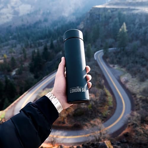 London Sip Multi-Purpose Tea Infuser Travel Mug and Tumbler Fruit Infuser Flask Hot and Cold Double Wall Stainless Steel Thermos with Extra-Long Infuser, Midnight Teal - Image 2