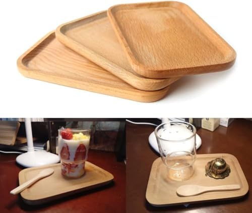 Linwnil 6 Pack 8 x 5 Inches Serving Platter Tray, Tray Cheese Plate Rectangular Platter for Fruit, Appetizer, Bread,Rectangular Avoid Sliding and Spilling Food (Wood Trays x 6Pack) - Image 7