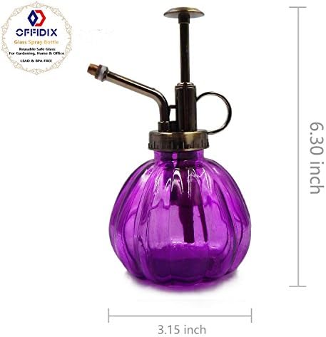 OFFIDIX Glass Spray Bottle Plant Mister Purple Pumpkin Watering Can 6.7 oz - Image 3