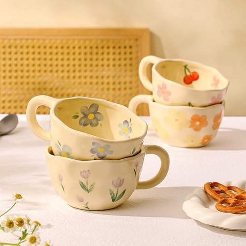 Creative Cute Coffee Mug Floral Ceramic Coffee Mug Flower Cute Cup for Women Girl 8.5oz Handmade Hot Chocolate Mugs for Latte Milk Tea Valentine’s Day Mother’s Day Birthday Christmas Gift(Purple) - Image 5