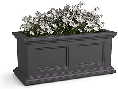 Mayne Fairfield 24in Self-Watering Rectangular Window Box Planter, Gray by Mayne