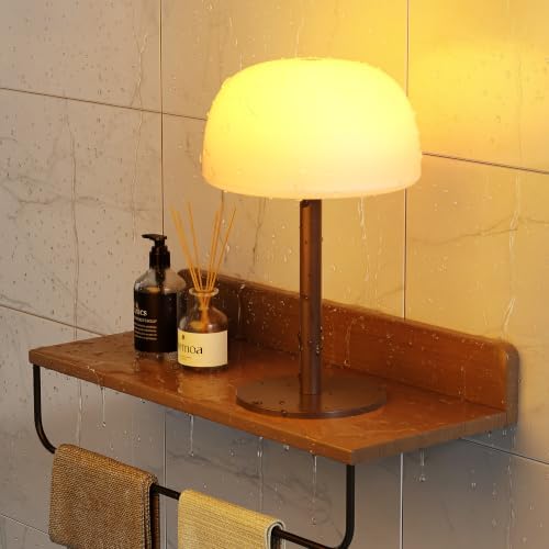 Shower Lamp Waterproof, Cordless IP65 Shower Lights for Inside Shower, 7500mAh Rechargeable Battery, 3 White Tones & 15 RGB Stepless Dimming LED Table Lamp for Bathroom Home Indoor (Walnut) by WelcometoFULNIX