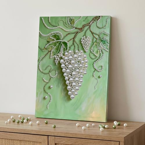 LQCrafK DIY Pearl Art Painting Handcraft Kit for Adults Beginners, Creative Design, Healing Stress-Relieving Home Wall Decoration, with Framed Painting and Tools-Grape - Image 2