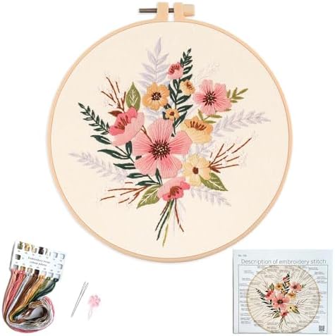 Silentsea Embroidery Kit, Floral and Nature Designs, with Hoops, Needlework Pattern Set (Flower) by Silentsea