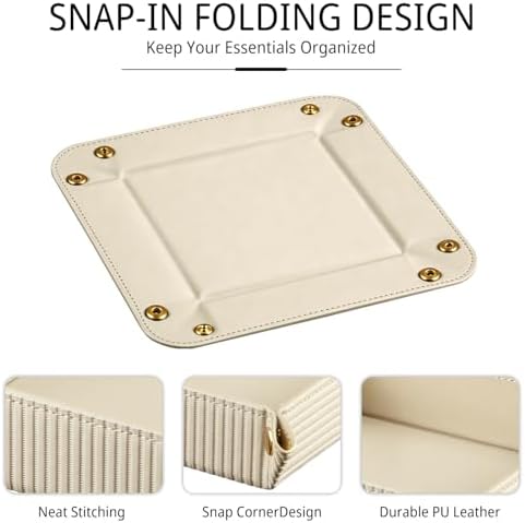 YAPISHI Travel Valet Tray,Foldable PU Leather Catchall Tray,Coin Bowl Dish - Image 5